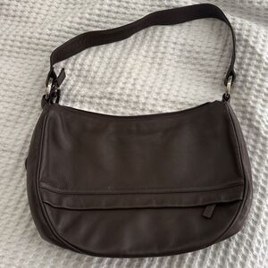 Hampton Potter Genuine Cowhide Brown Leather Shoulder Bag concealed compartment